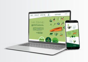 Page d'accueil du site des Fermes Larrère sur ordinateur portable