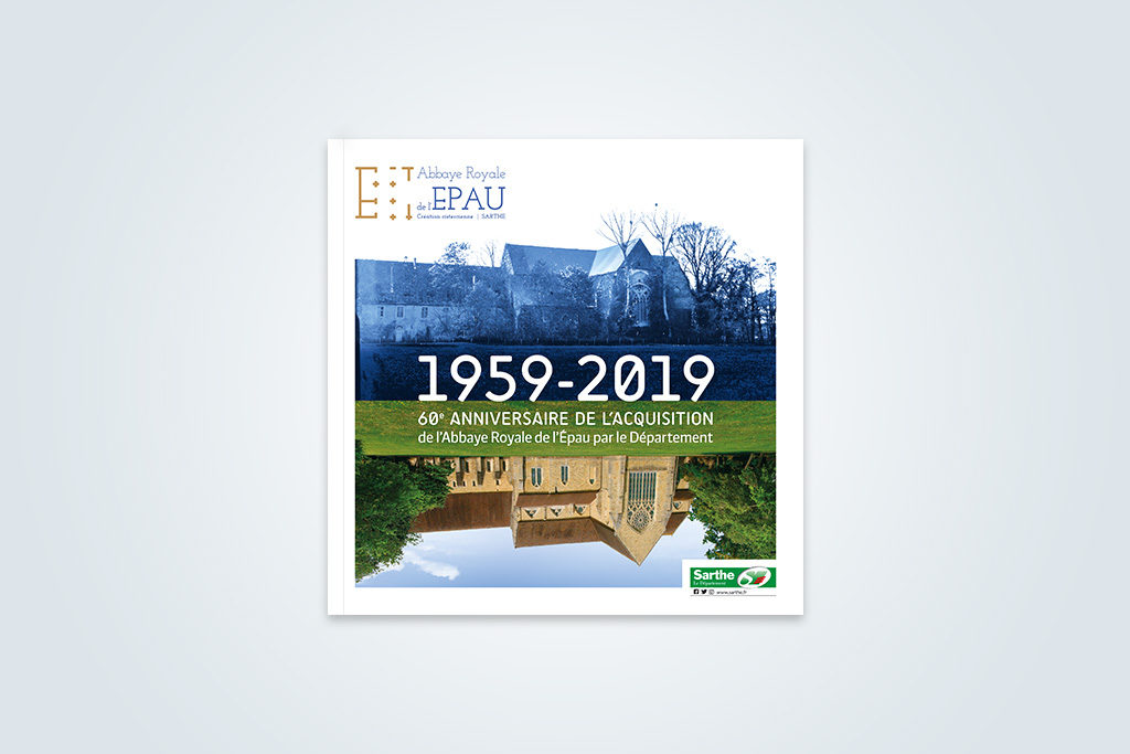 Agence de communication A Tribu Le Mans 72 Sarthe Pays-de-la-Loire — Abbaye Royale de l'Épau livret exposition 60 ans