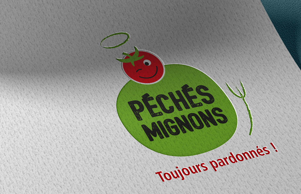 logotype de la marque de tomates cerise Péchés Mignons - Agence de communication A Tribu Le Mans 72 Sarthe Pays-de-la-Loire